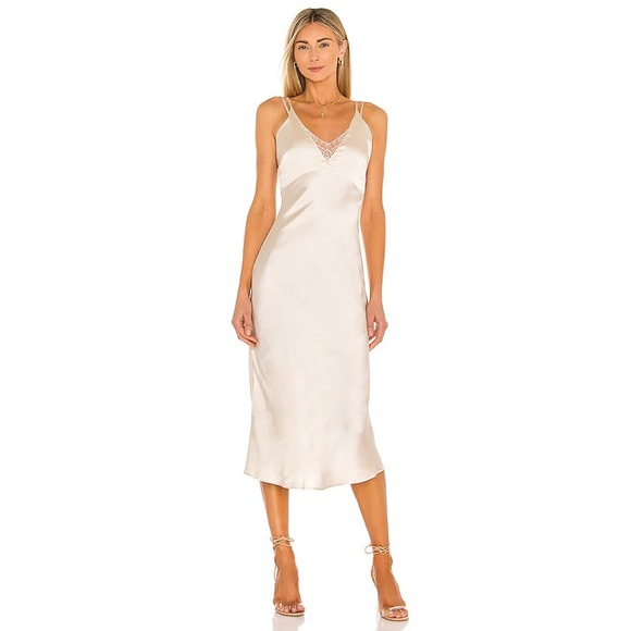 Camila Coelho Dresses & Skirts - Camila Coelho Women's Revolve Deanna Midi Dress Champagne Lace V Neck New